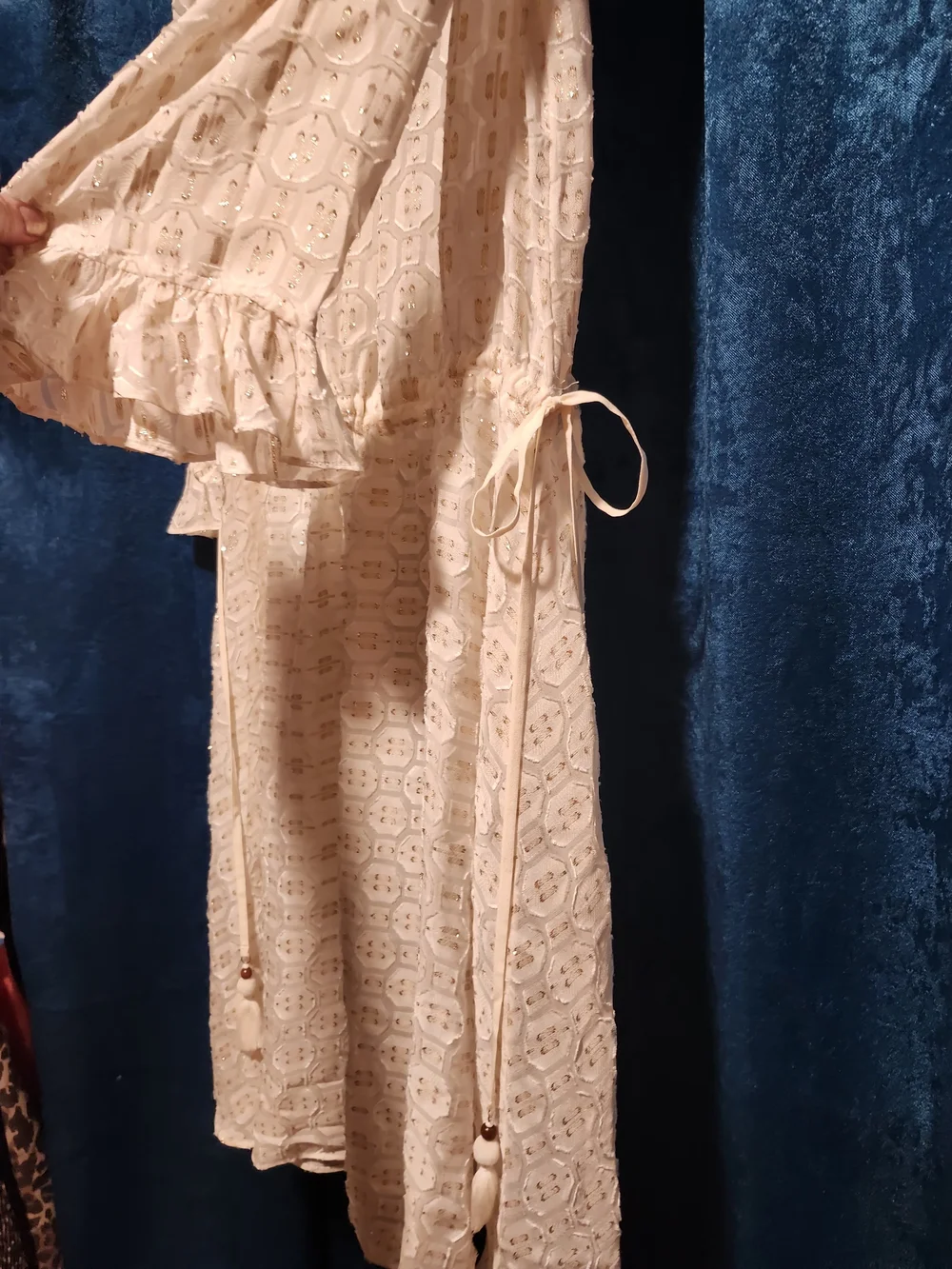 Tory Burch Cream Lace And Silk Ruffle-Trim Long Sleeve Dress $398 Retail